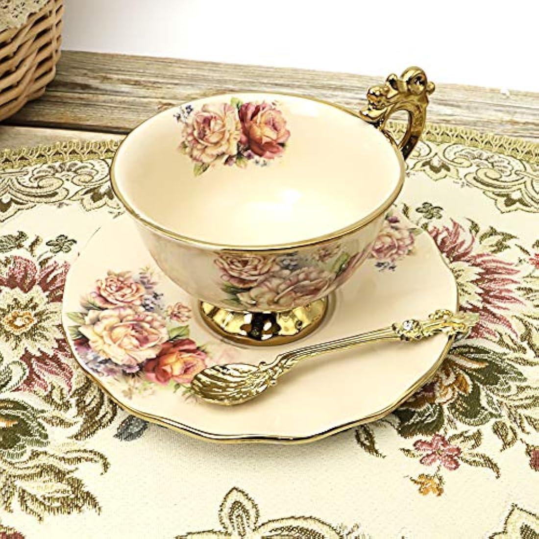 fanquare 15-Piece Floral Porcelain Tea Set | British Royal Tea Service