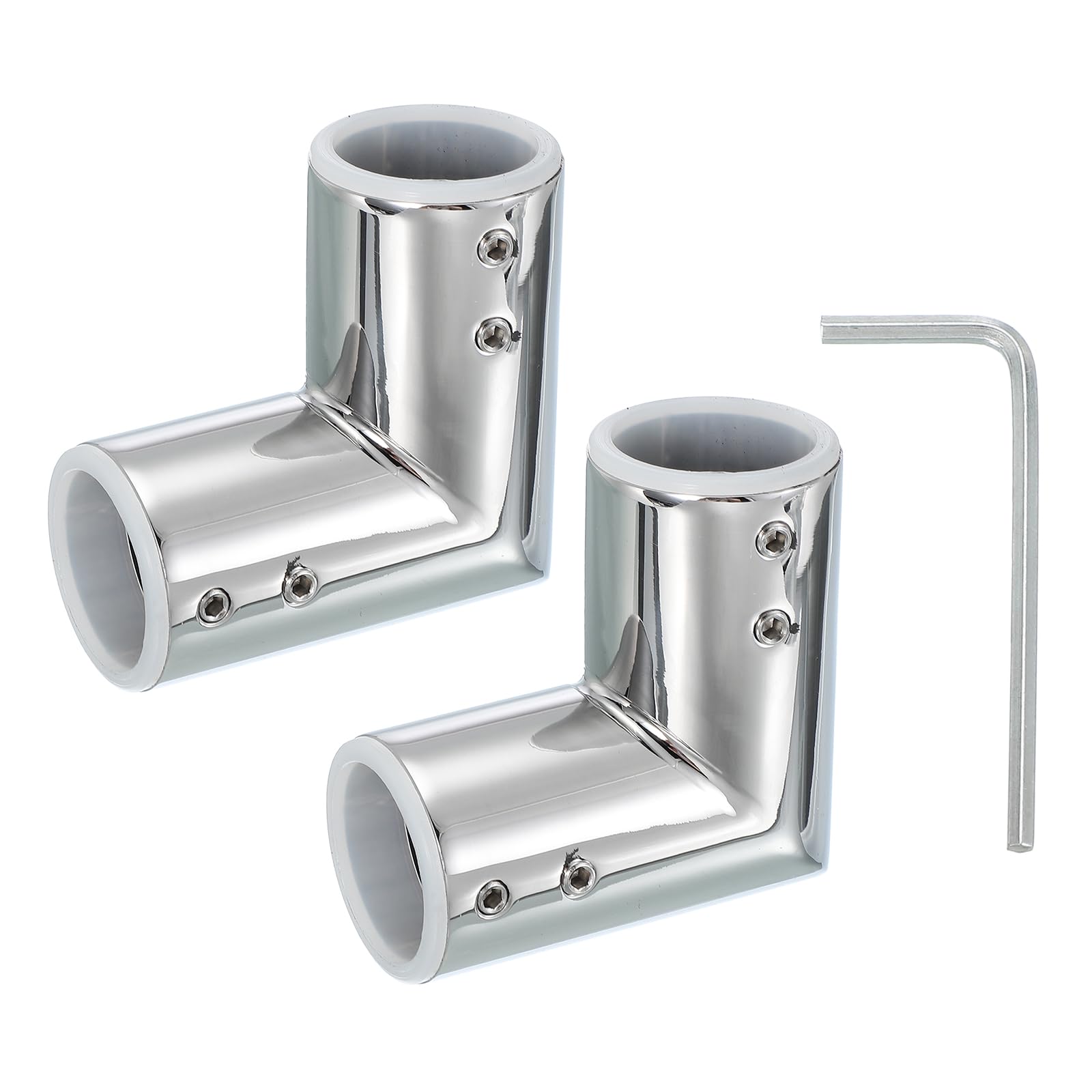 PATIKIL 90° Corner Curtain Rod Connector – 1 Inch Stainless Steel, 2 Pcs