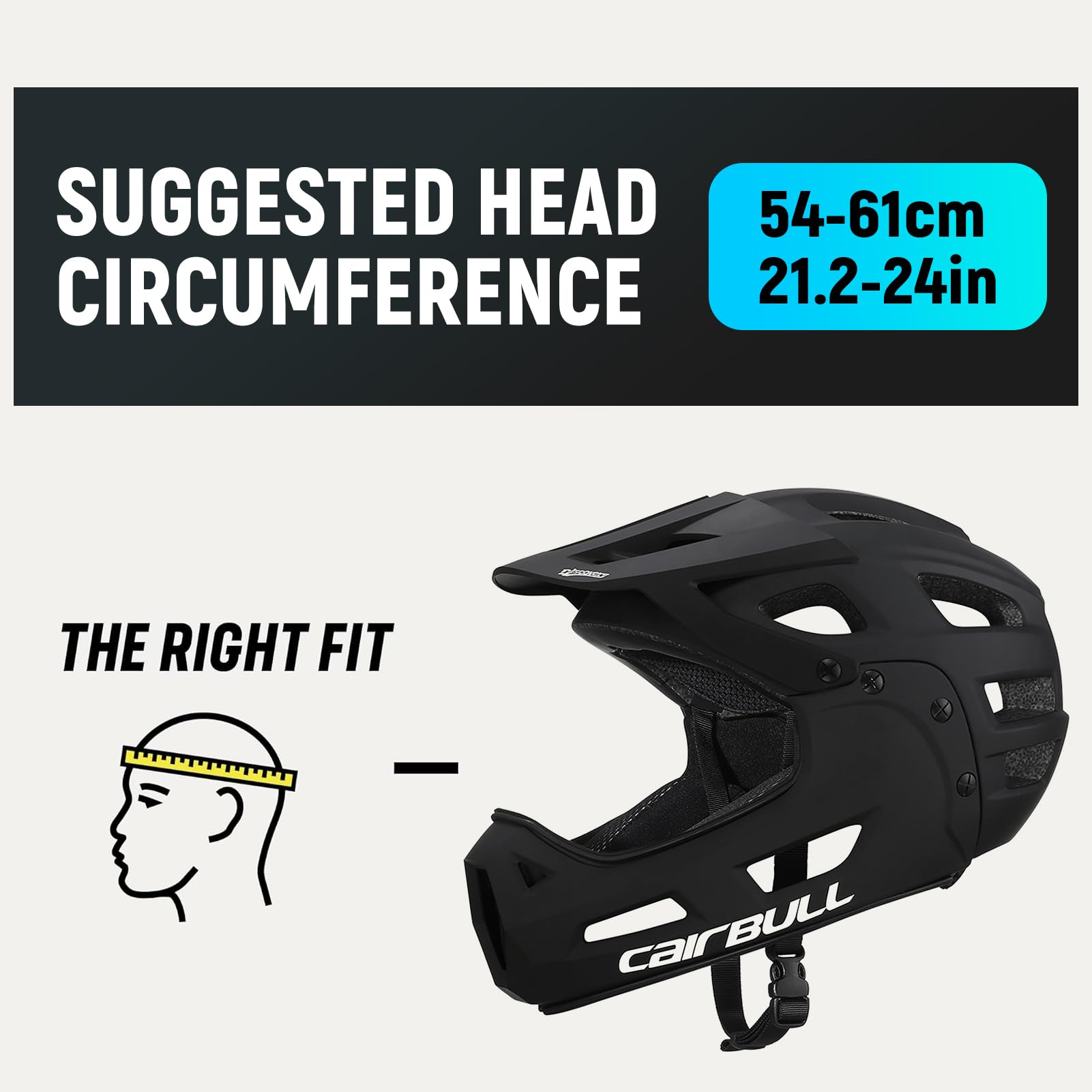 Lixada Full Face Bike Helmet – Detachable Chin Guard & Visor, 54-61cm