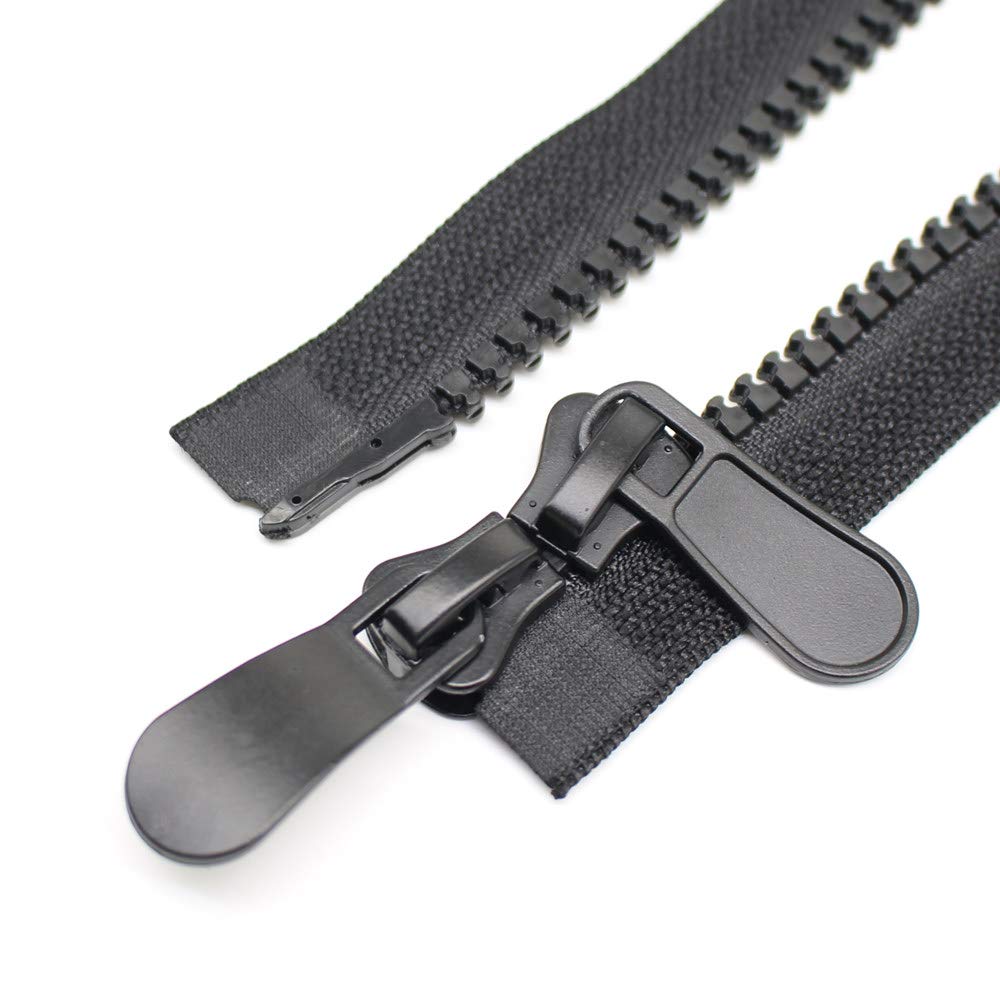 YaHoGa 150 cm #8 Zip Plastic 2 Way Separable Black Zip for Coat Jackets RZTW 150 cm