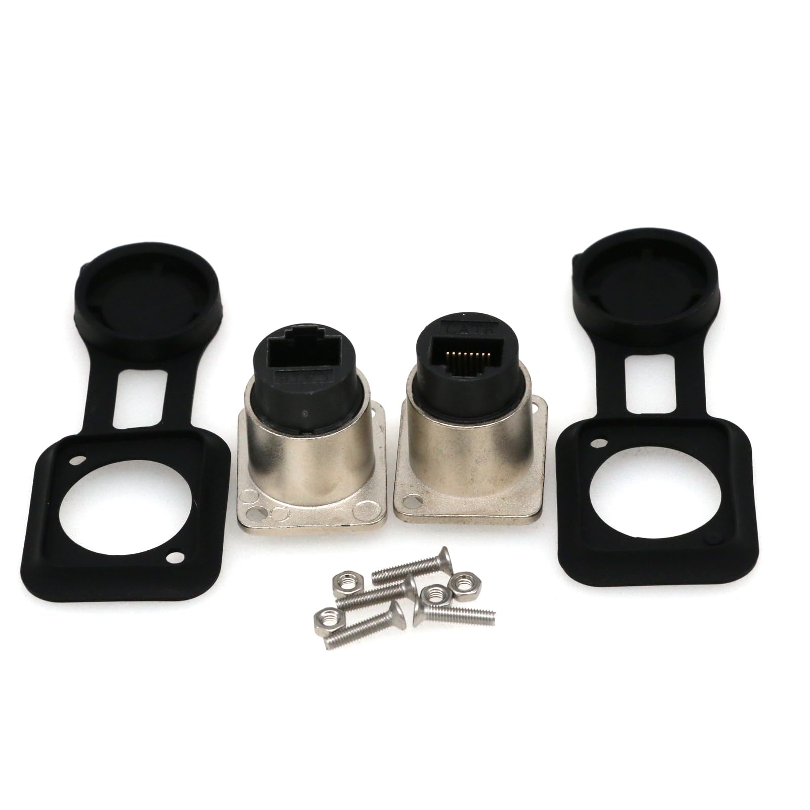 RJ45 CAT6 Panel Mount Adapter | D-Type Gigabit Module 2-Pack
