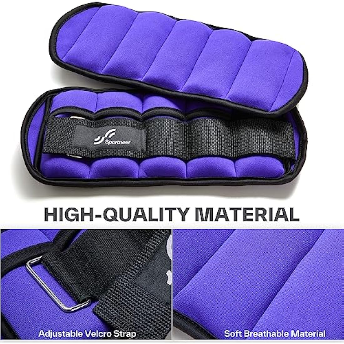 Sportneer Adjustable Ankle Weights Set | Neoprene Wrist Straps 0.9-4.5kg