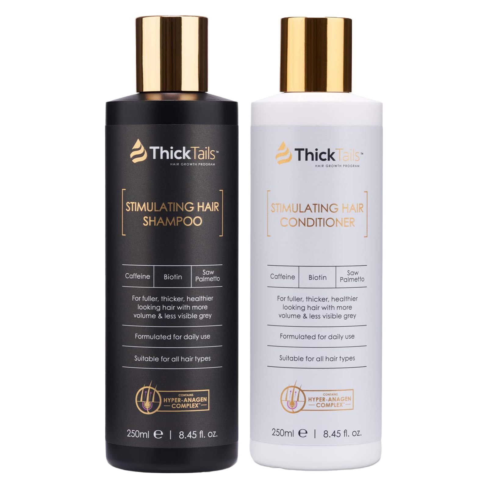 ThickTails Hair Growth Shampoo & Conditioner Set - Vegan Biotin & Caffeine