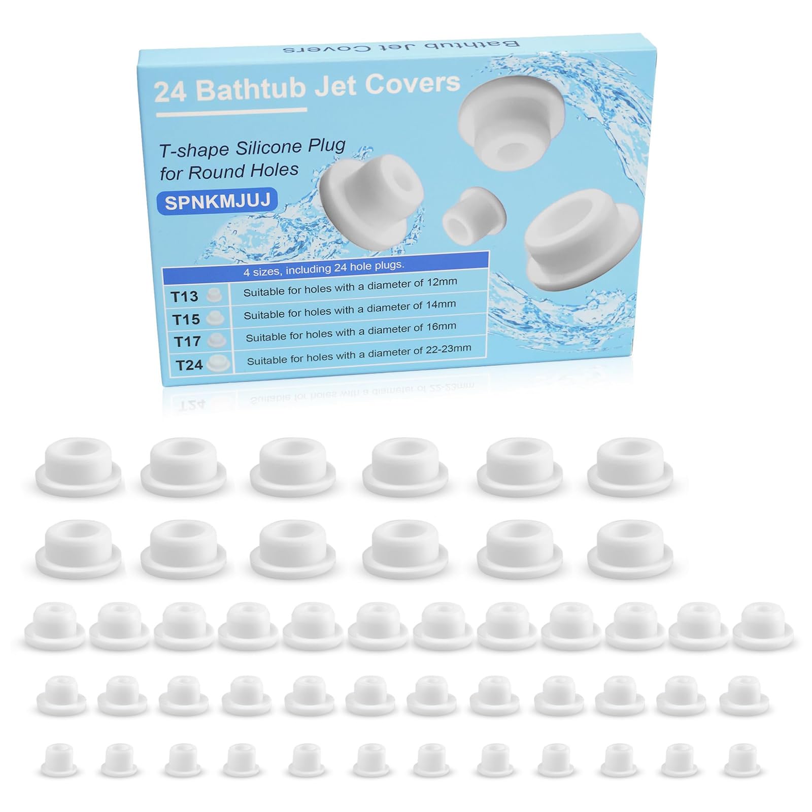 Bathtub Jet Covers – 48pc White Silicone Jacuzzi Plugs