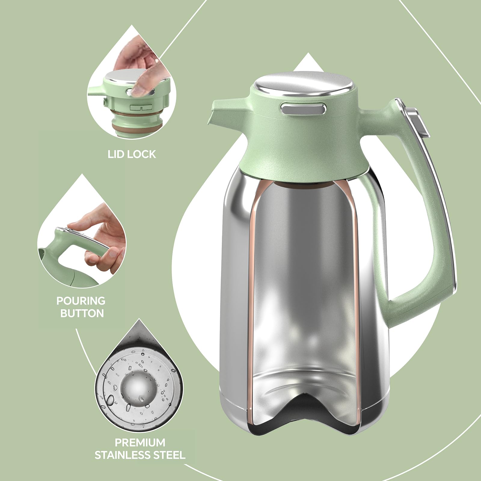 IDEUS 68oz Vacuum Insulated Coffee Carafe – Stainless Steel Thermal Pot