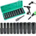 HASERY 11-Piece Deep Socket Set | 1/2-inch Impact Hex Bit Sockets