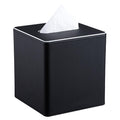 KINGFOM Black PU Leather Cube Tissue Box Cover – Square Decorative Holder