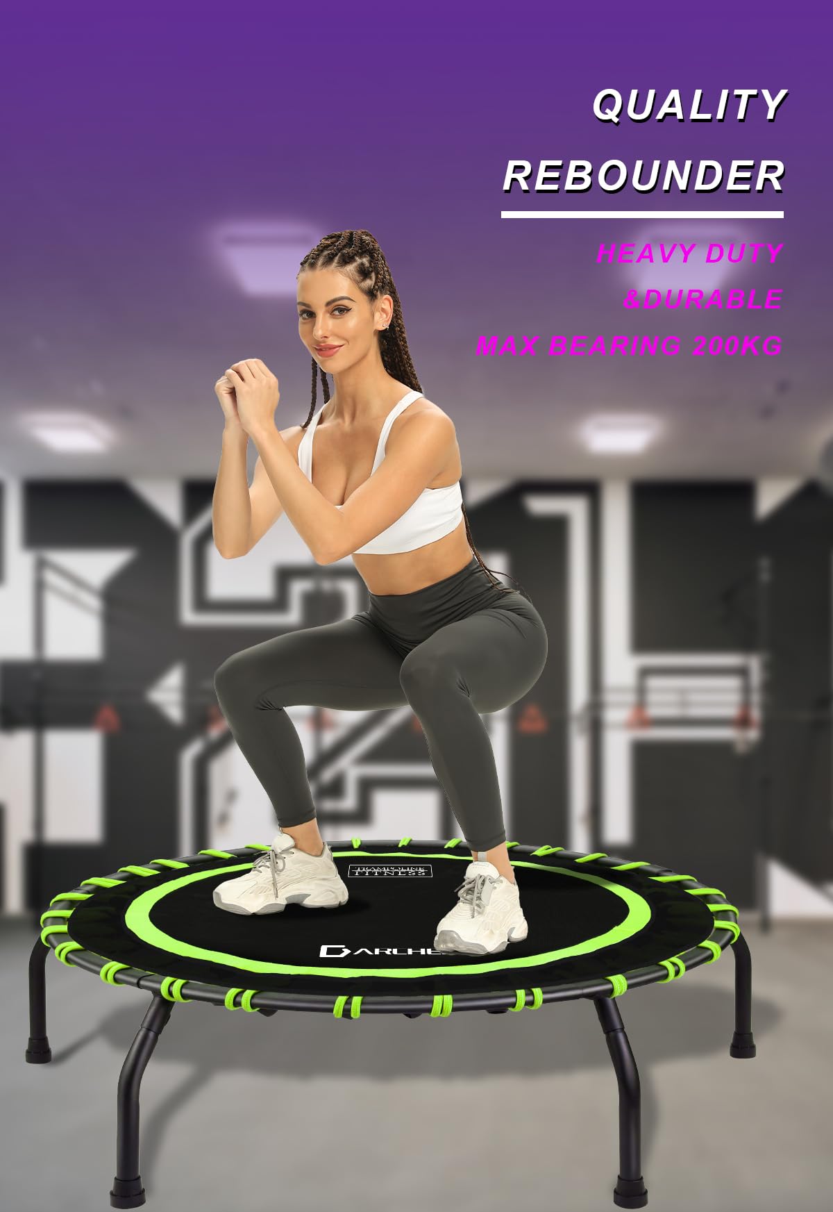 DARCHEN Mini Rebounder Trampoline – 150KG Bungee Fitness Workout, 100cm