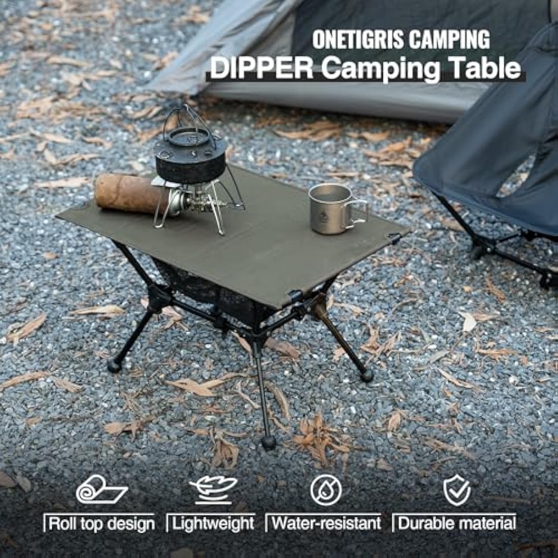 OneTigris Dipper Camping Table | Adjustable Height Folding Aluminum Table