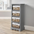 Jolof Store 4 Drawer Grey Wooden Storage Unit | Woven Willow Baskets