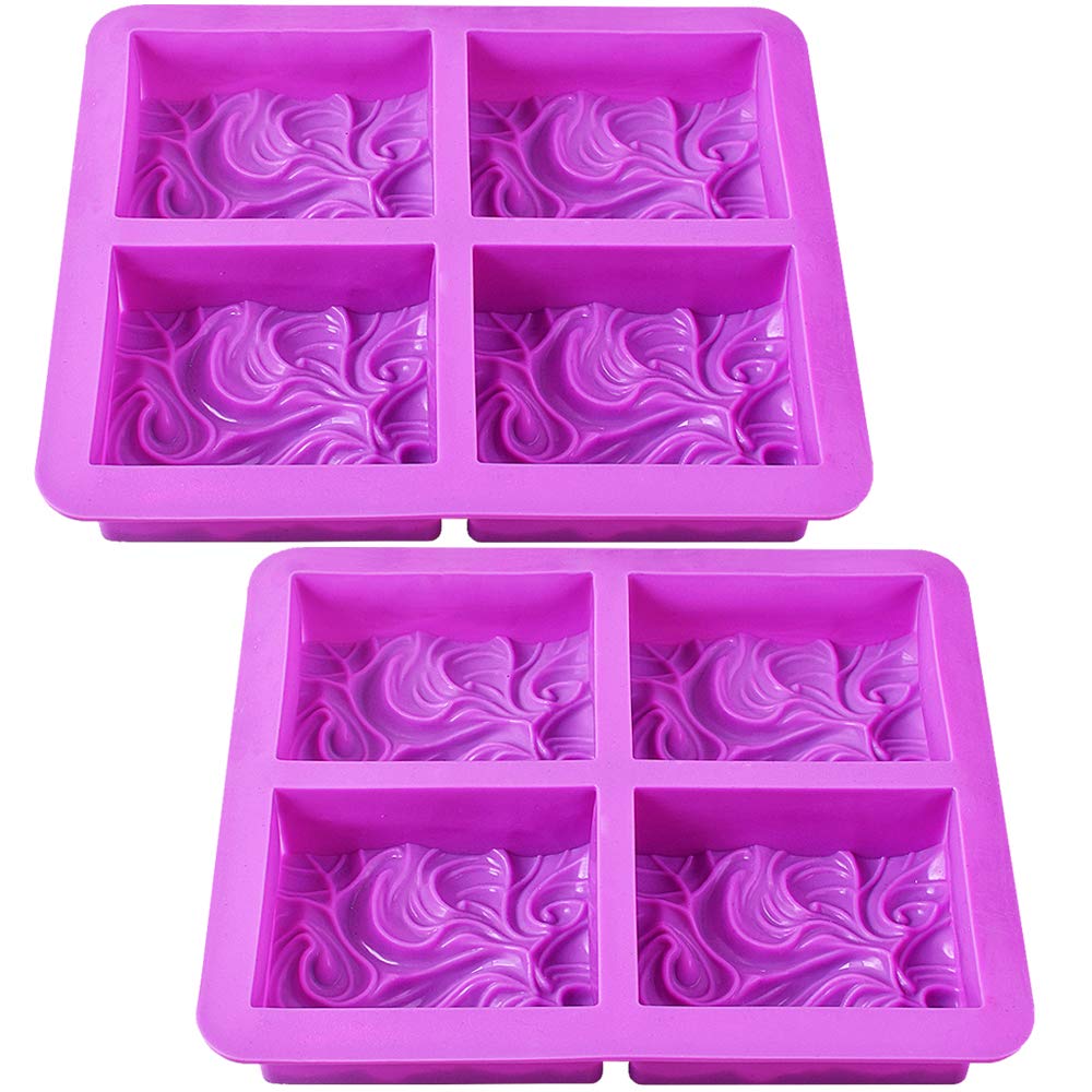 Newk Silicone Soap Molds - 2 Pack 4-Cavity Wave Pattern DIY Molds