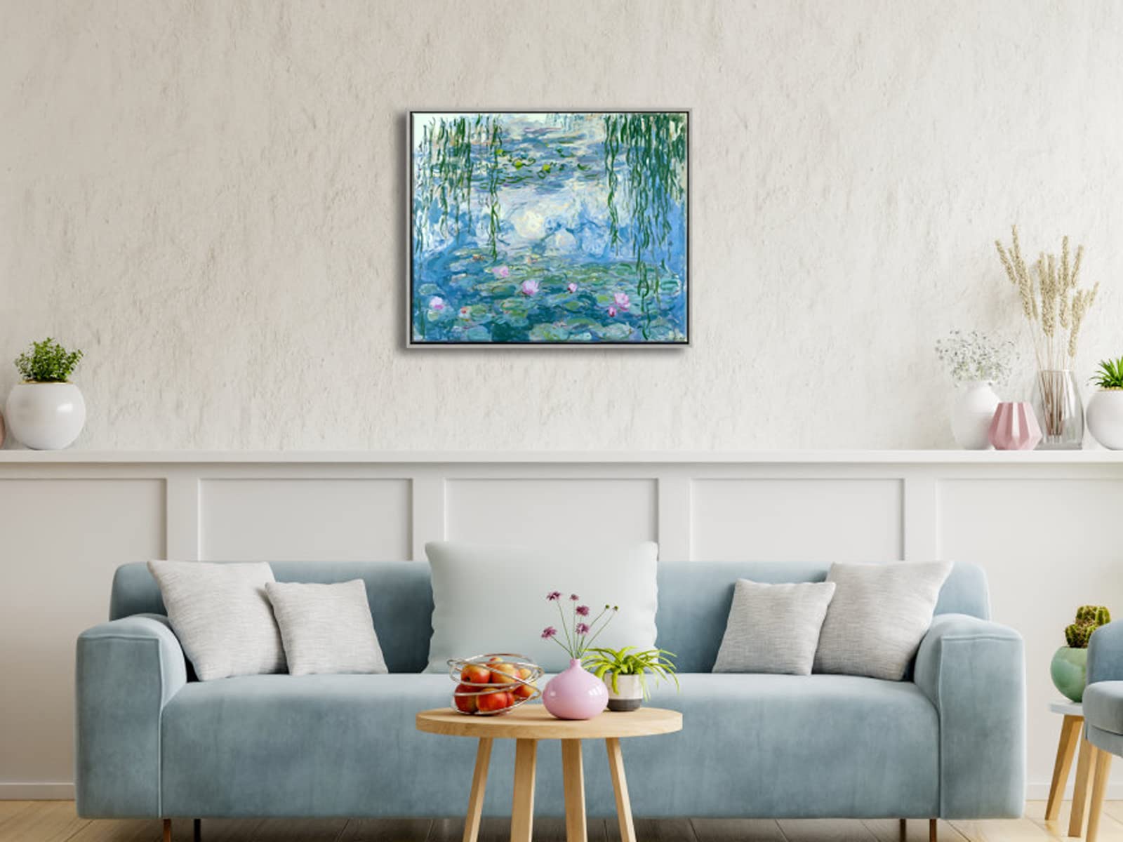 Wieco Art Water Lilies by Claude Monet Framed Canvas Wall Art – 20x24