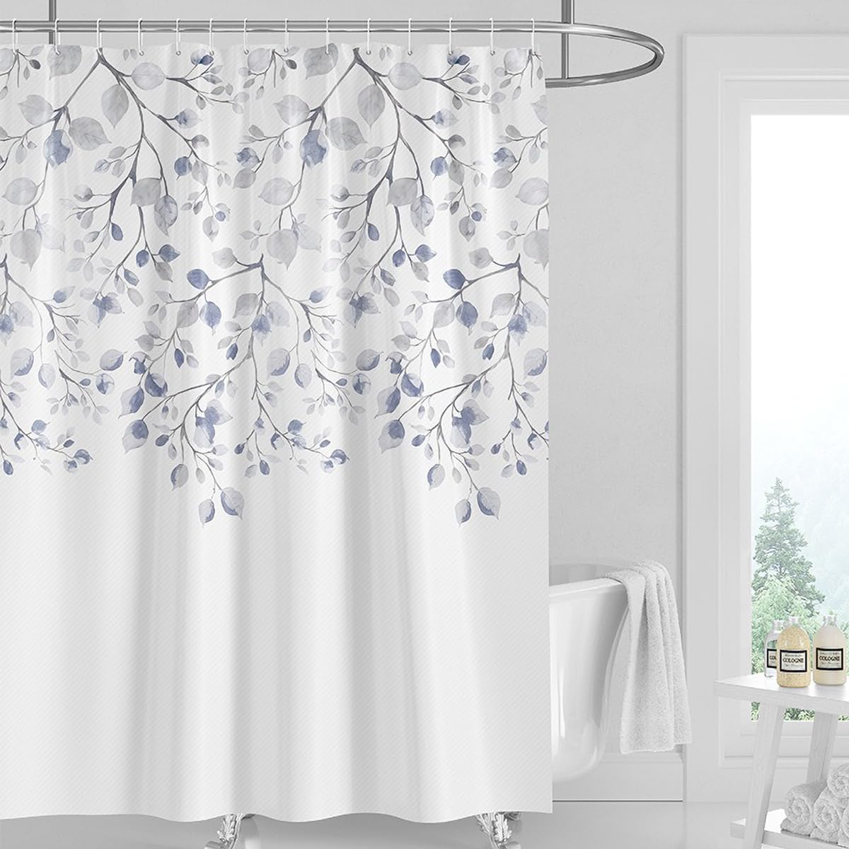 GONOVE Floral Shower Curtain | Waterproof Mildew Resistant Fabric - 180x200cm