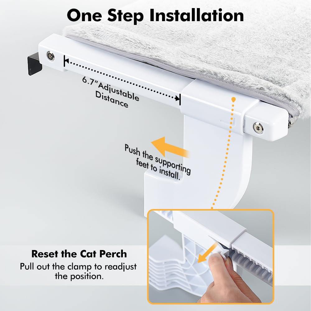 Zoratoo Window Cat Perch – Sliding Clamping Hammock with Dual Fabric Cover
