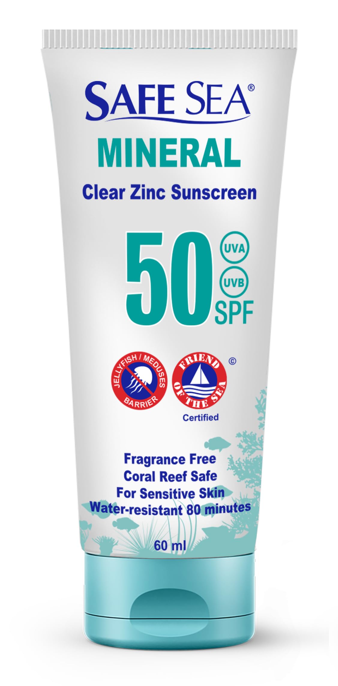 Safe Sea SPF 50 Zinc Oxide Sunscreen - Anti-Jellyfish Mineral Lotion