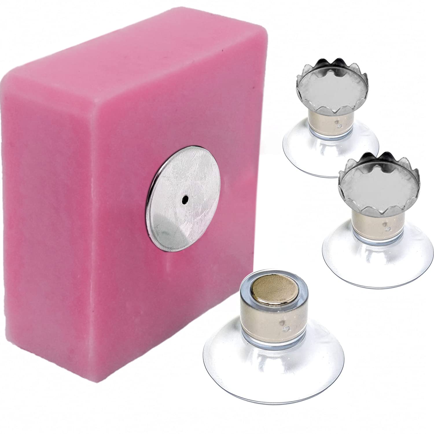 SoapUp Magnetic Soap Holder Set of 3 | Stainless Steel Suction Cup