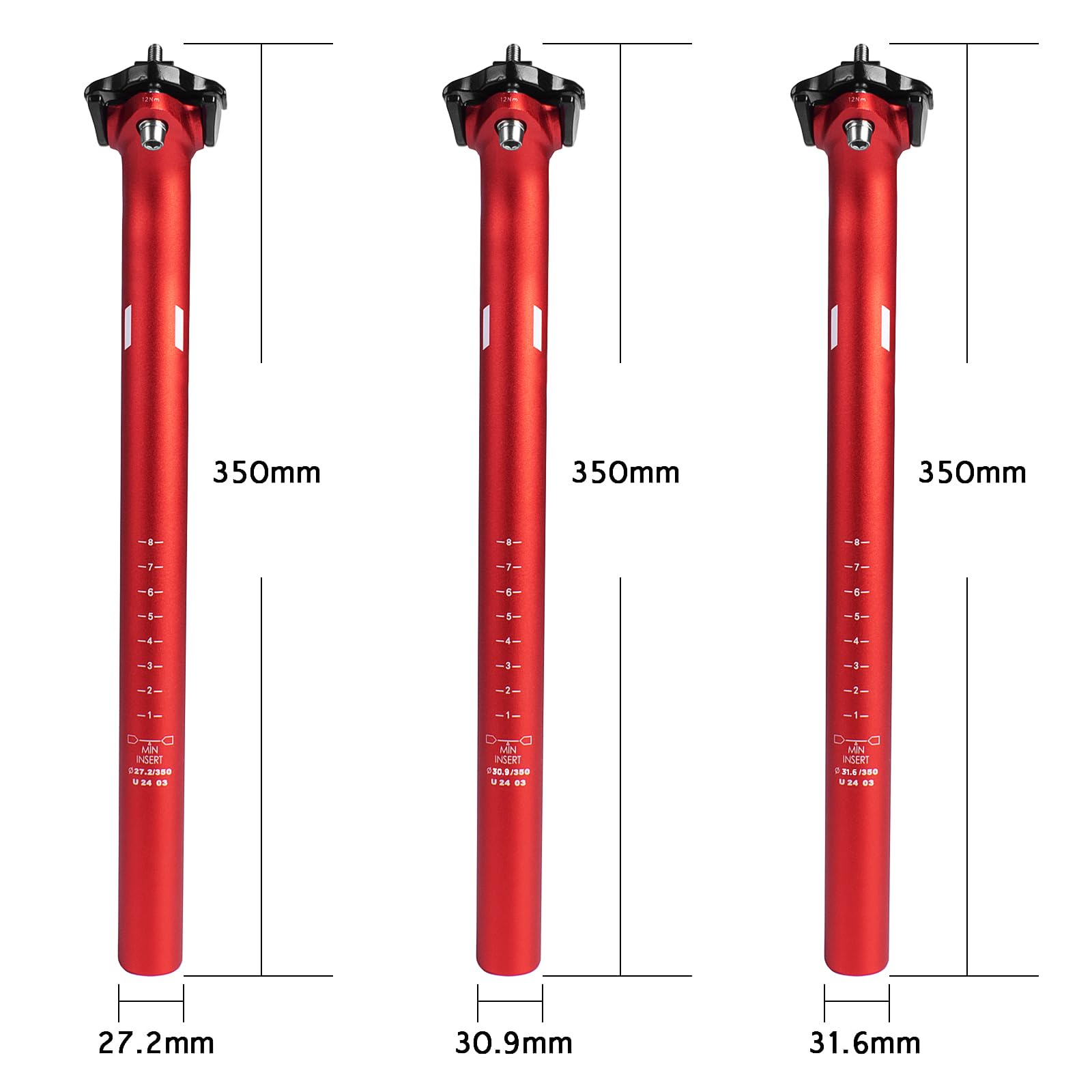 FIFTY-FIFTY Aluminum MTB Seat Post | 350mm Lightweight Bicycle Seatpost