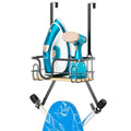 XILIMEN Ironing Board Hanger with Storage Basket & Hooks – Black