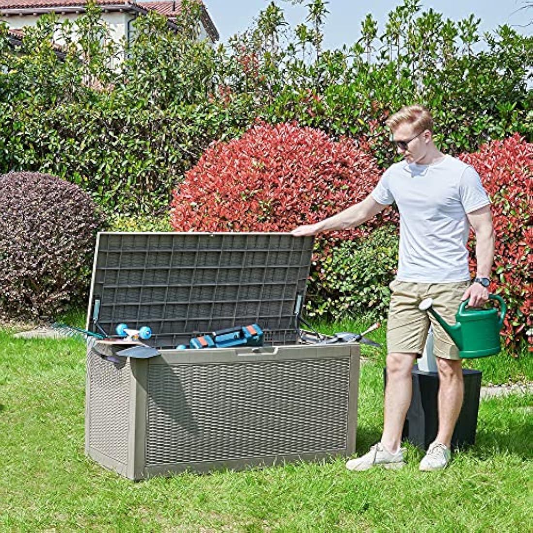 YITAHOME 380L Outdoor Garden Storage Box – Waterproof Lockable Deck Box