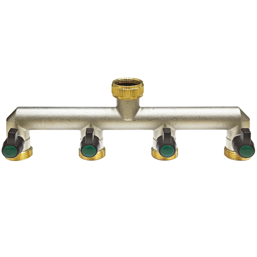 Photener 4-Way Brass Garden Hose Splitter | 3/4" Tap Connector Manifold