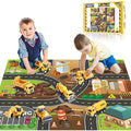 Yetech 7-in-1 Construction Vehicle Toy Set with Play Mat for Toddlers