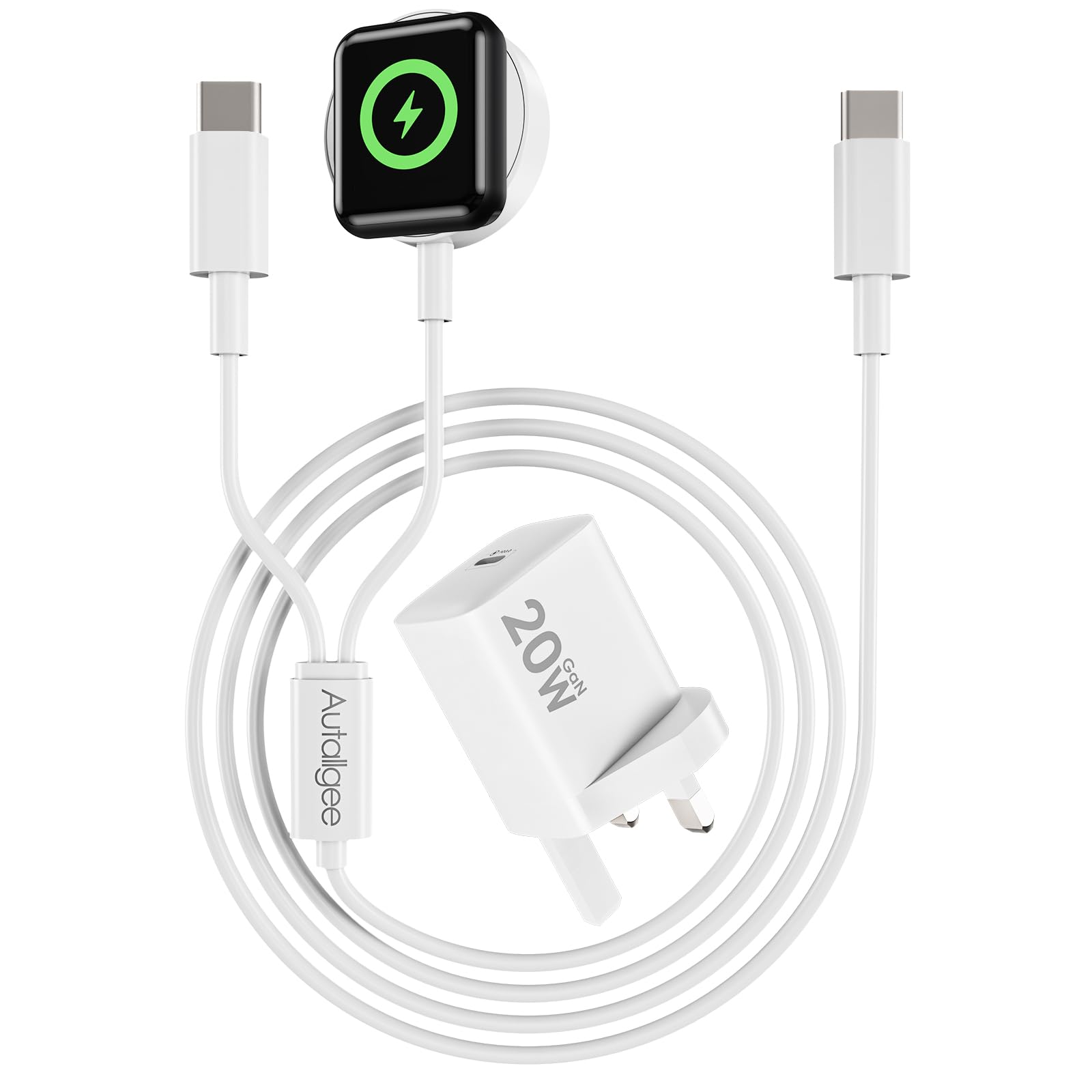 2-in-1 USB-C Fast Charging Cable with 20W Wall Charger