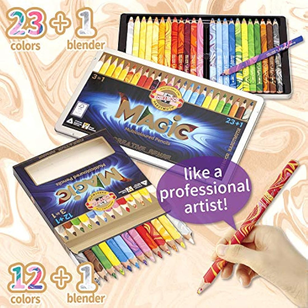 Koh-I-Noor Magic Jumbo Triangular Colored Pencils, 24-Pack Tin