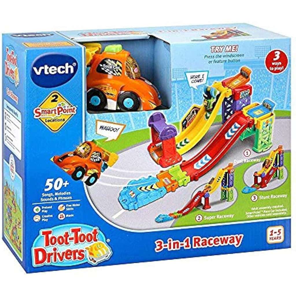 VTech Toot-Toot Drivers 3-in-1 Raceway – Interactive Toy Car Track