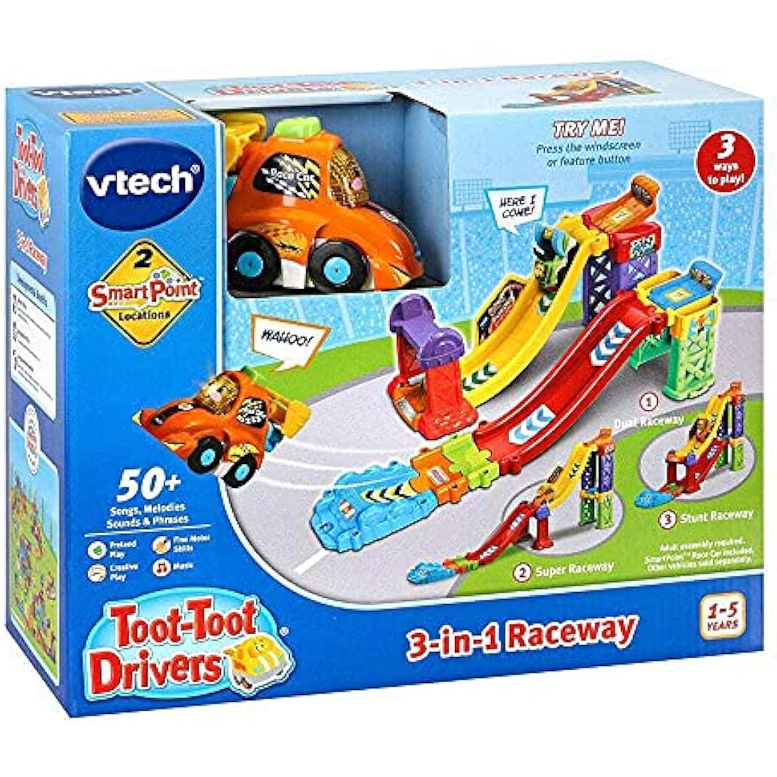 VTech Toot-Toot Drivers 3-in-1 Raceway – Interactive Toy Car Track
