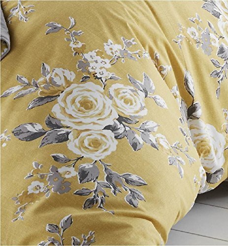 Catherine Lansfield Canterbury Floral Eyelet Curtains – Ochre Yellow