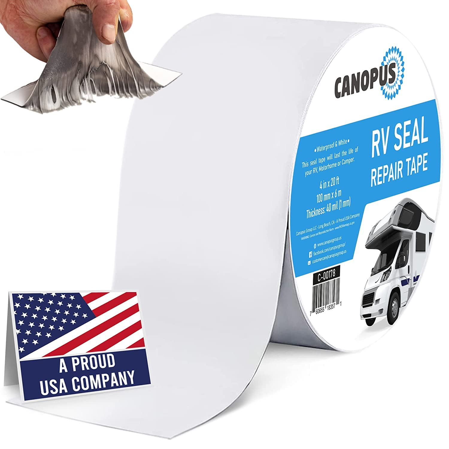 Canopus RV Roof Sealant Tape – 10cm x 6m White Butyl Rubber Repair