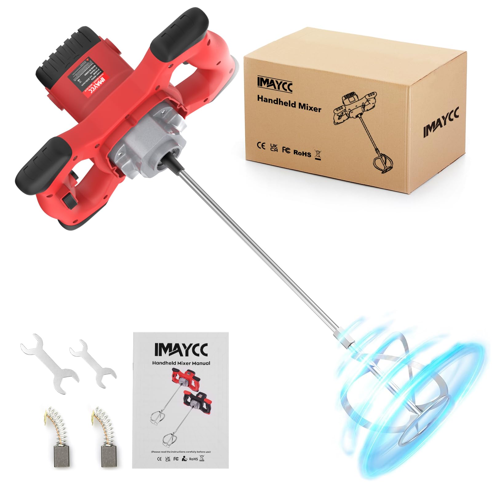 IMAYCC 2100W Paddle Mixer – 6 Speed Electric Cement and Concrete Mixer