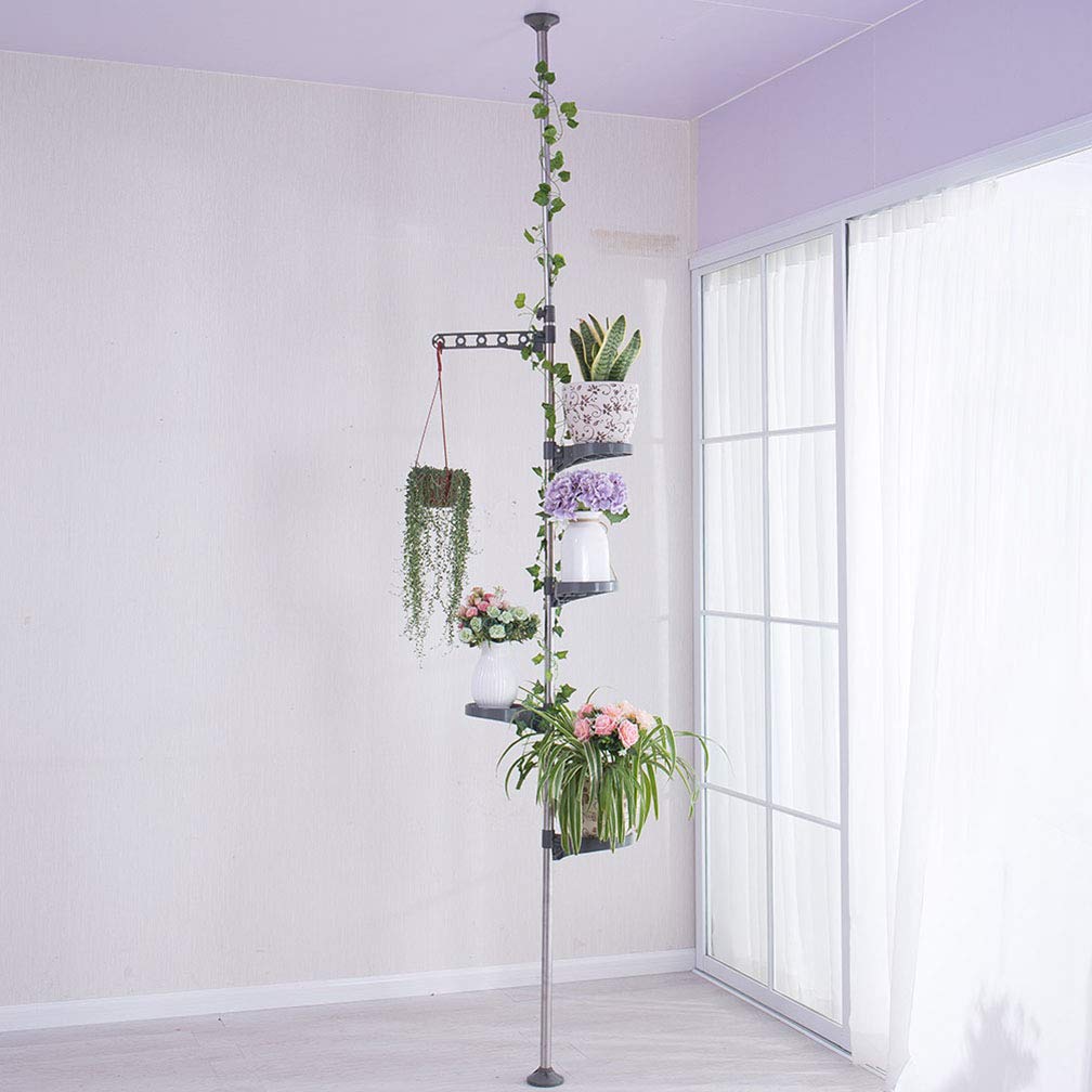 Hershii 5-Layer Tension Rod Plant Stand | Adjustable Corner Flower Rack