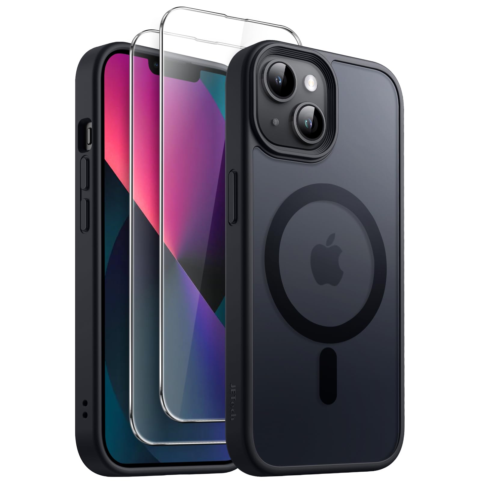 JETech Magnetic Case for iPhone 13 with 2-Pack Screen Protector