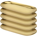 YUENPUN Gold Oval Mirror Trays - 5 Pack Stainless Steel Vanity Trays