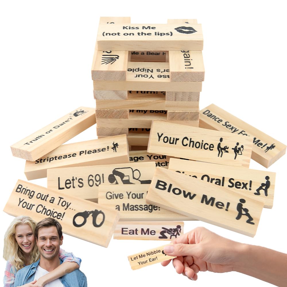 Adult Wooden Stacking Tower – 48 Piece Couples Game