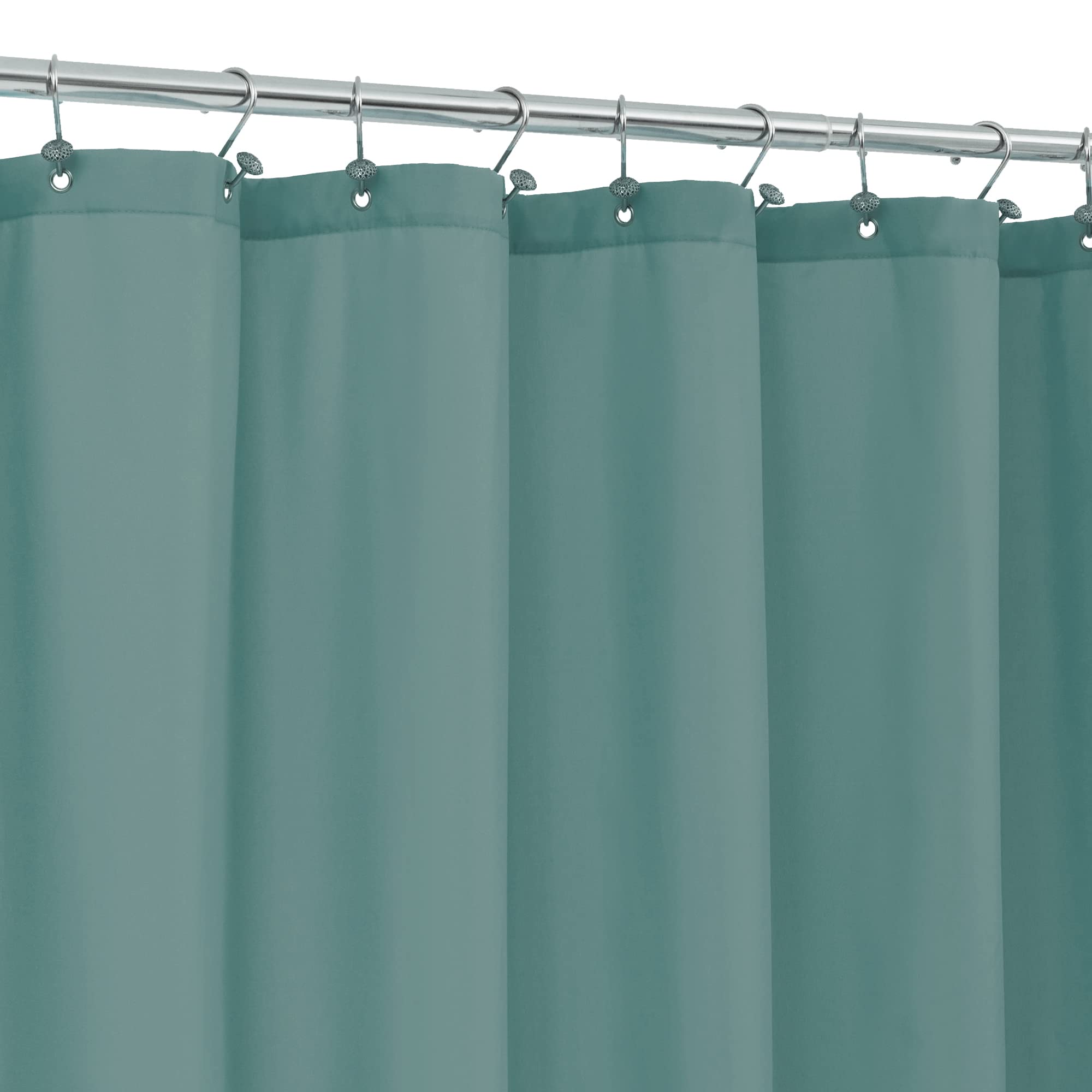 Alyvia Spring Teal Fabric Shower Curtain Liner - Waterproof Weighted Cloth