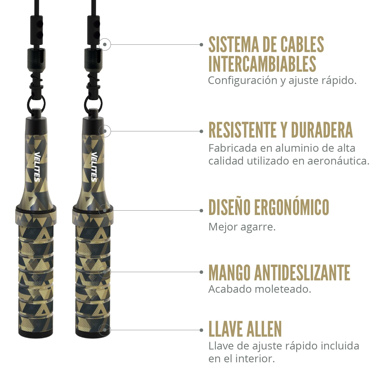 Velites Earth 2.0 Weighted Jump Rope | Aluminum Fitness Rope - Kamo