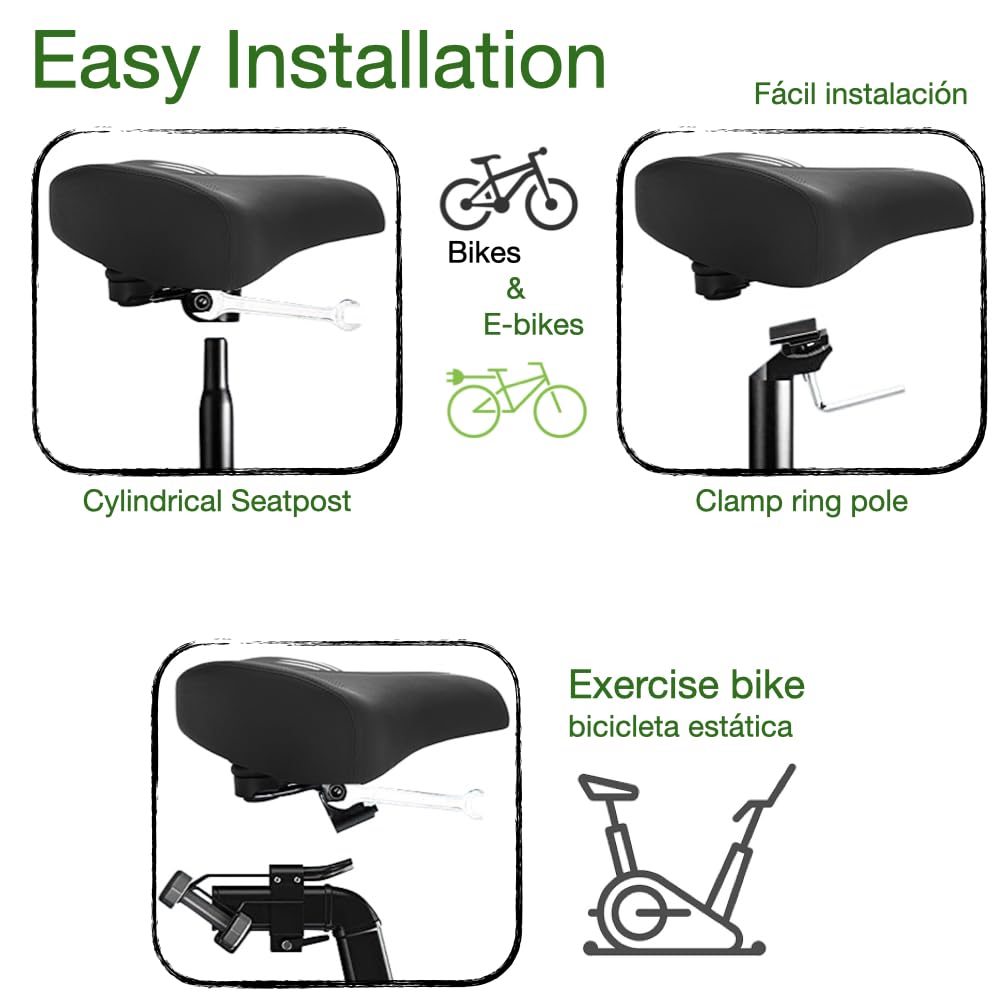 Jolof Store Wide E-Bike Seat | Memory Foam Plus Size Bicycle Saddle