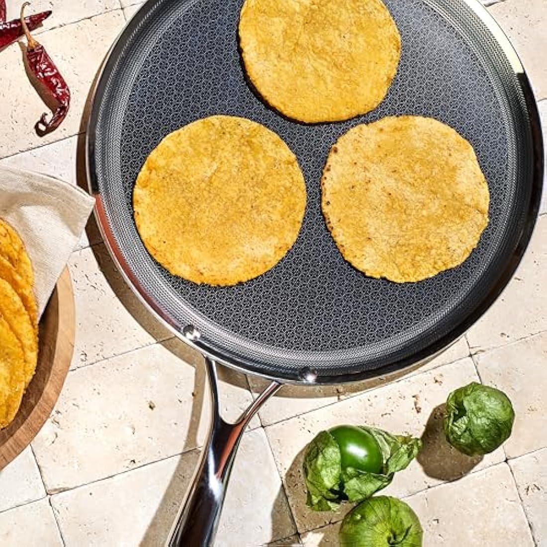 HexClad 30 cm Hybrid Stainless Steel Non-Stick Griddle Fry Pan