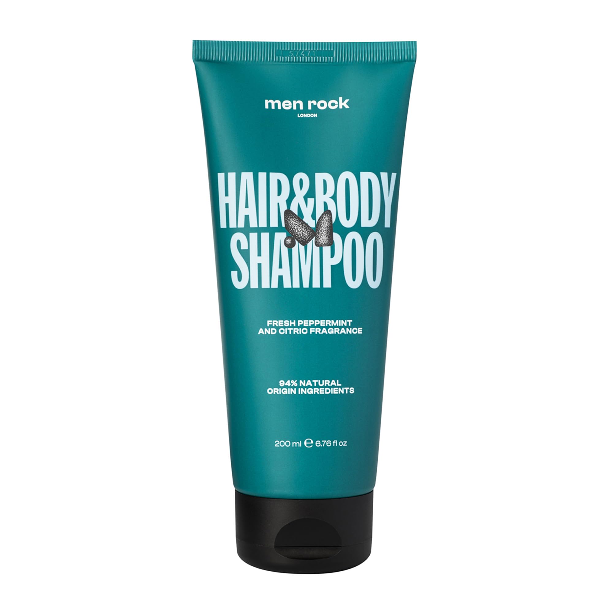 Men Rock Hair and Body Shampoo – Peppermint & Citrus Shower Wash 200ml