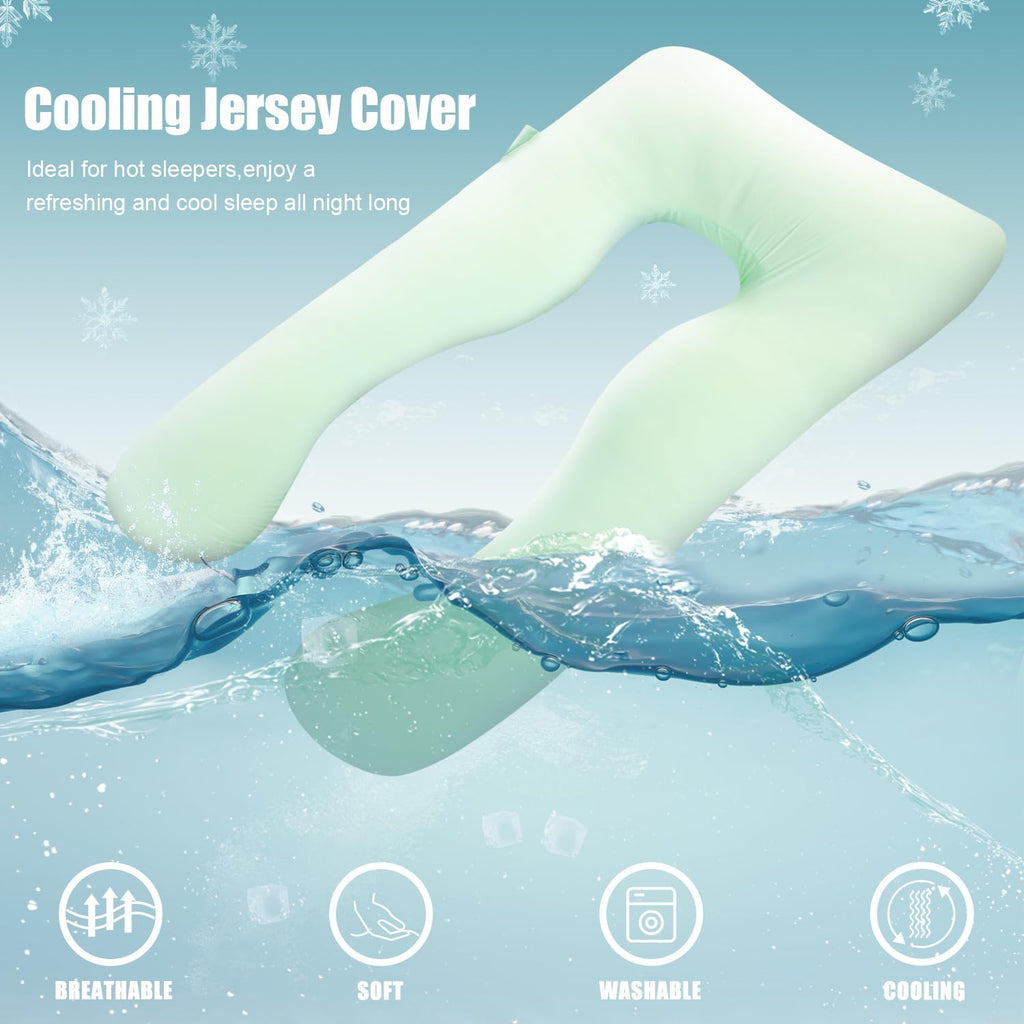 Chilling Home Cooling Pregnancy Pillow | 55" U-Shaped Jersey Body Pillow