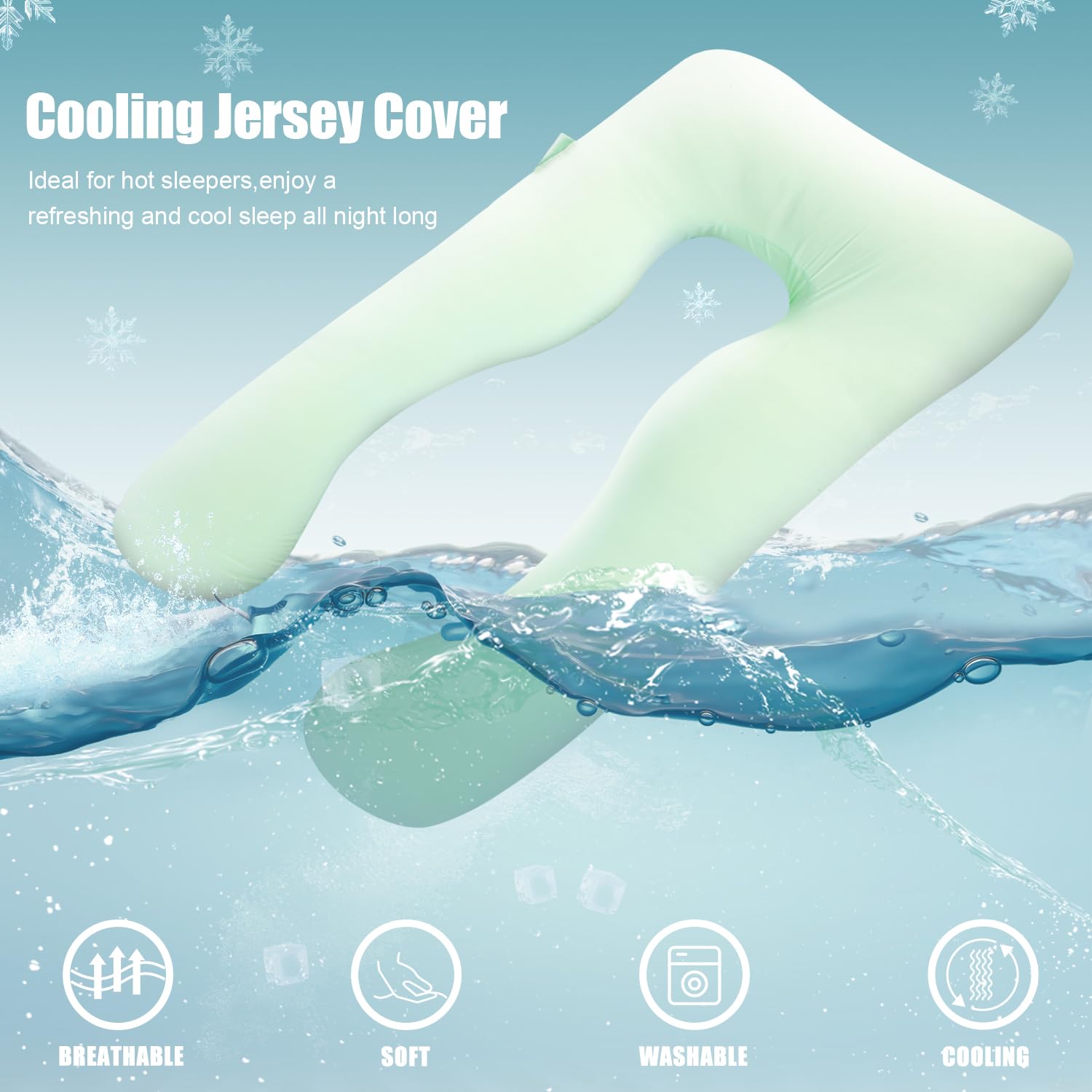 Chilling Home Cooling Pregnancy Pillow | 55" U-Shaped Jersey Body Pillow