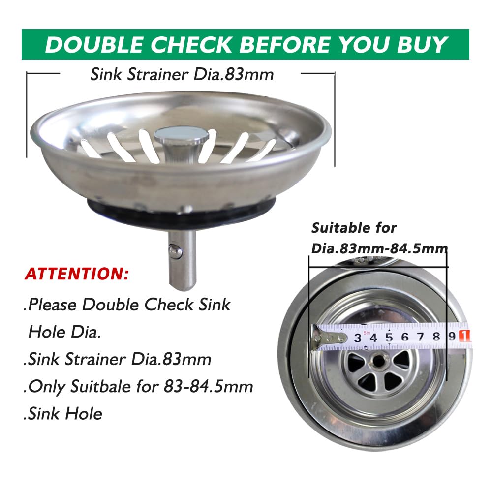 Talea Stainless Steel Kitchen Sink Drain Strainer, Waste Plug For Kitchen Sink, Uk Sink Hole Diameter 83mm - image 4