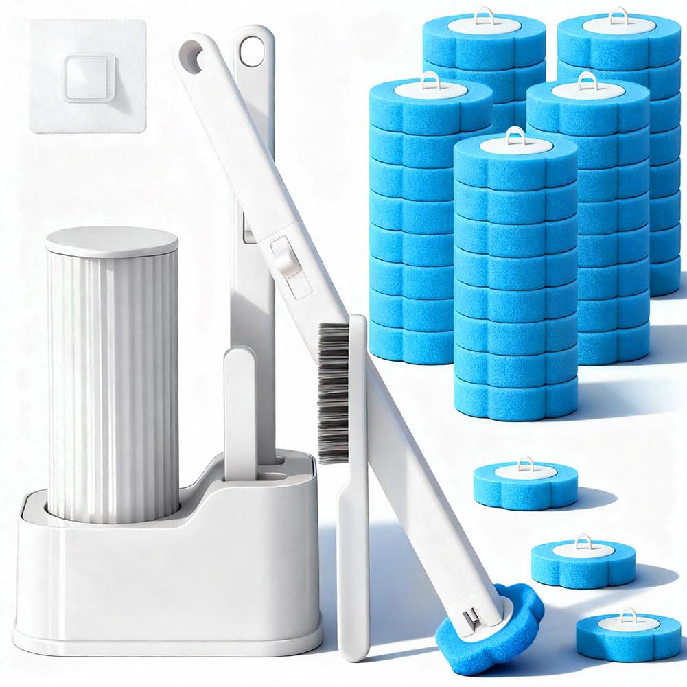 Jolof Store Disposable Toilet Brush Kit with 40 Pads & Gap Brush
