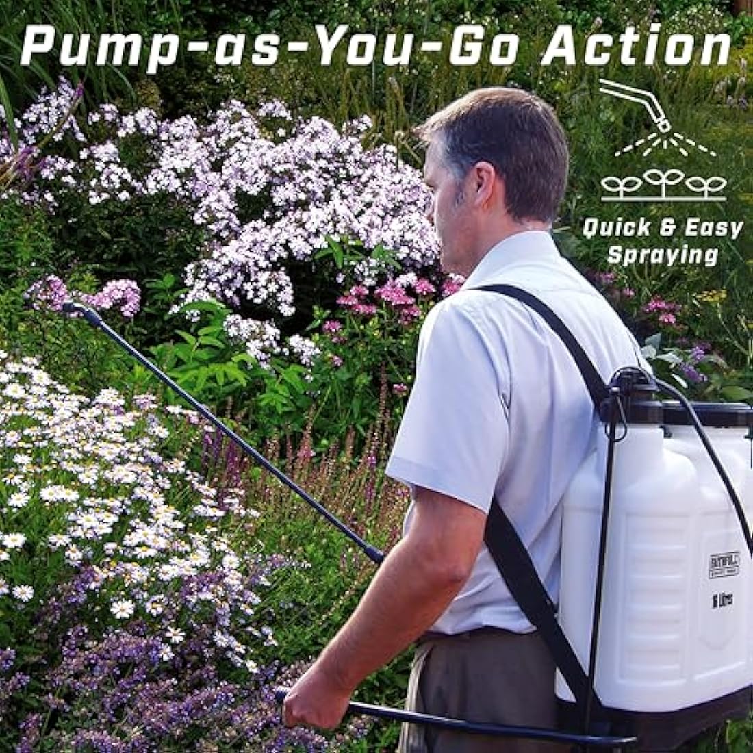 Faithfull 16L Knapsack Pressure Sprayer | Garden Pump with 3 Nozzles