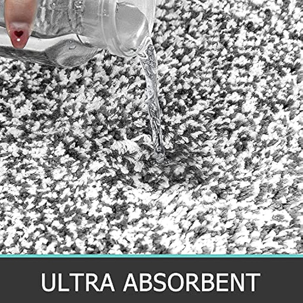 Pauwer 3-Piece Microfiber Bathroom Mat Set – Non-Slip & Absorbent, Dark Grey