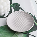 Ceramic Soap Dish – Round Striped Jewelry Tray, Oatmeal