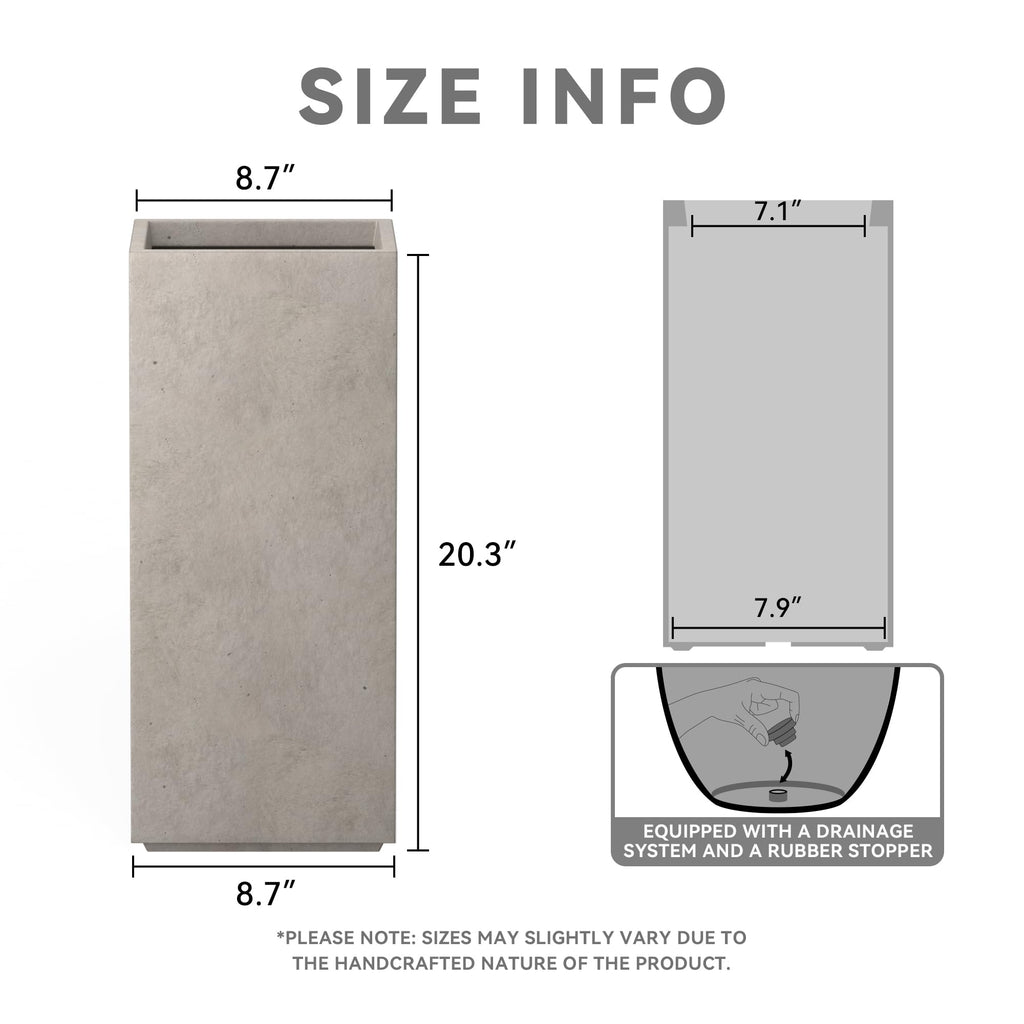Kante Modern Rectangle Concrete Outdoor Planter - Weathered Grey, 20"