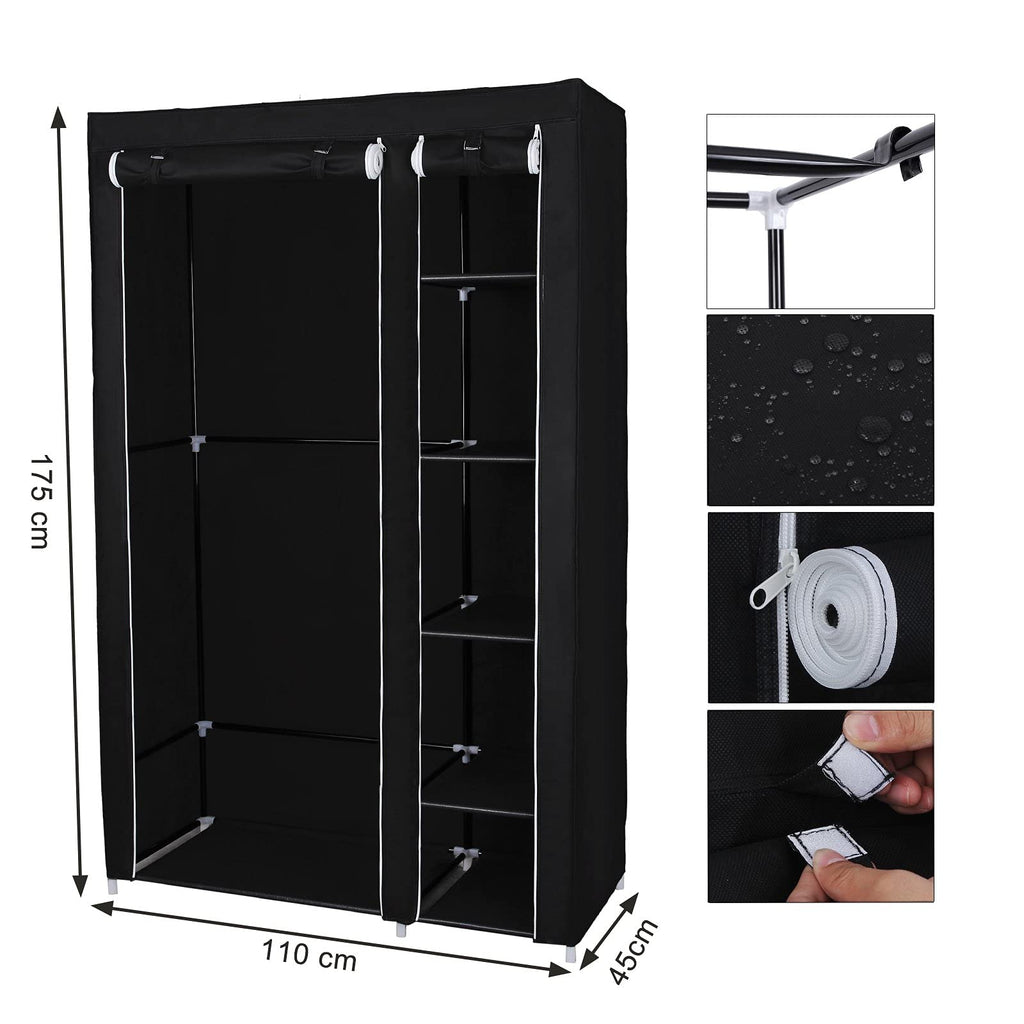 SONGMICS Portable Fabric Wardrobe | Double Clothes Storage Organiser